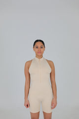 Zipper Romper- Beige