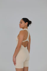 Zipper Romper- Beige