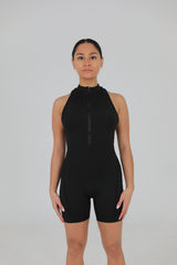 Zip Front Romper- Black
